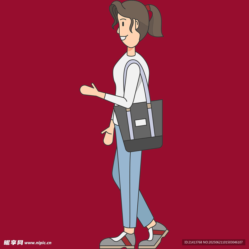 時尚女孩手提包邁步前行