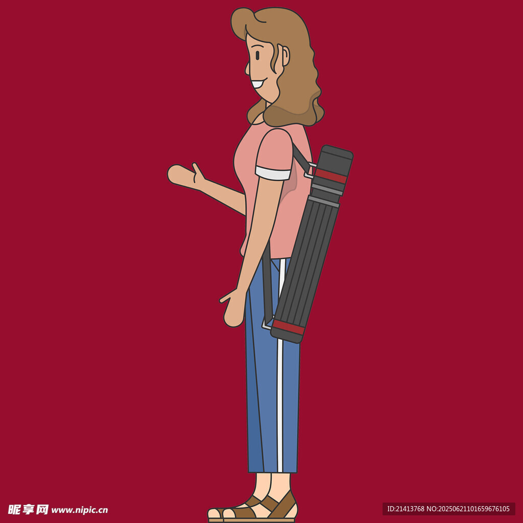 背著畫(huà)架的時(shí)尚女性