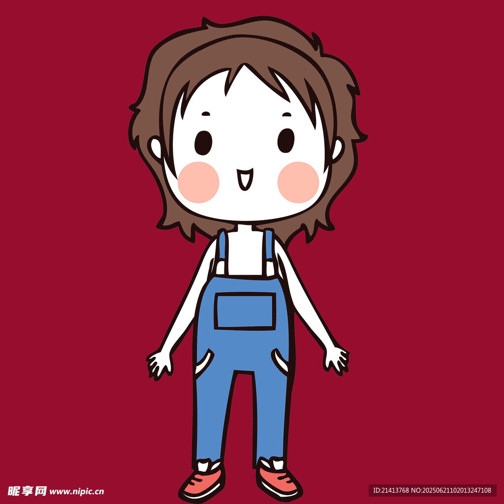 可愛背帶褲卡通女孩形象