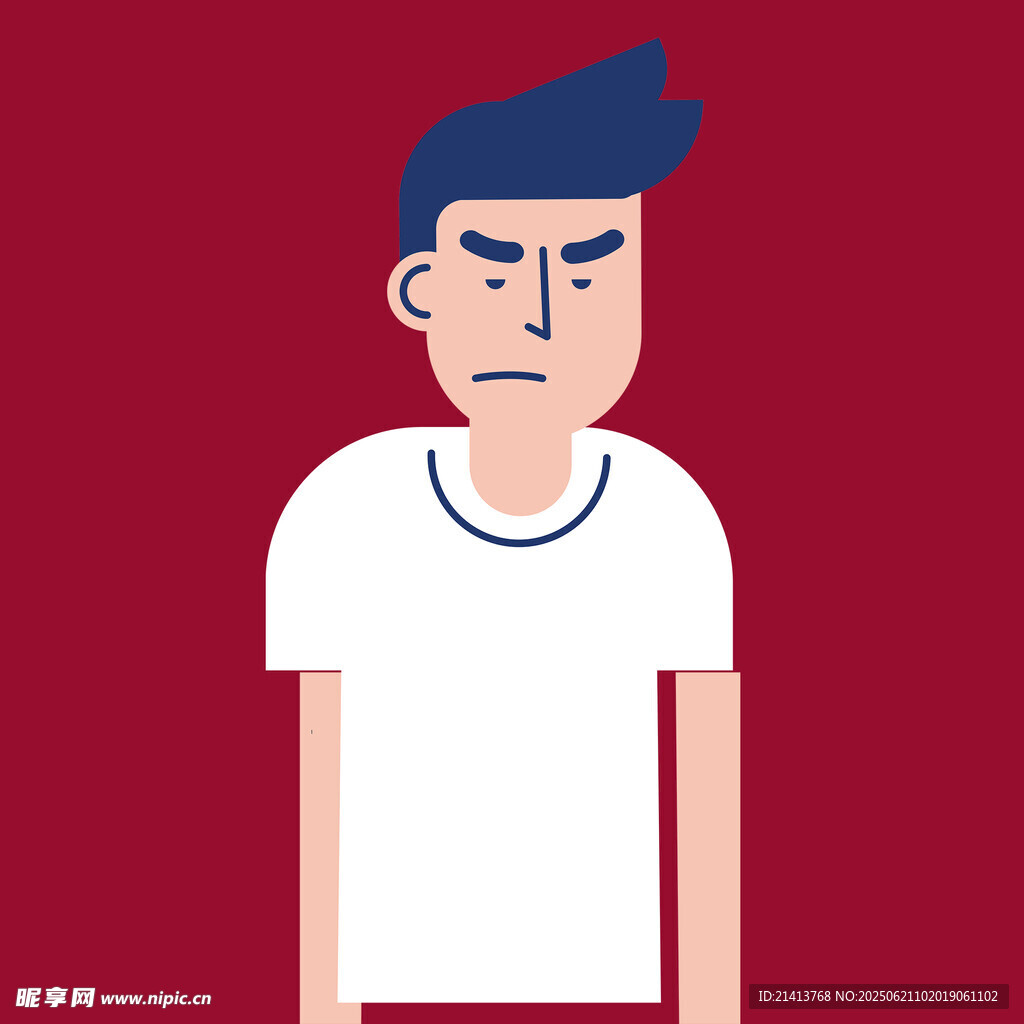 皺眉男子簡(jiǎn)約插畫(huà)