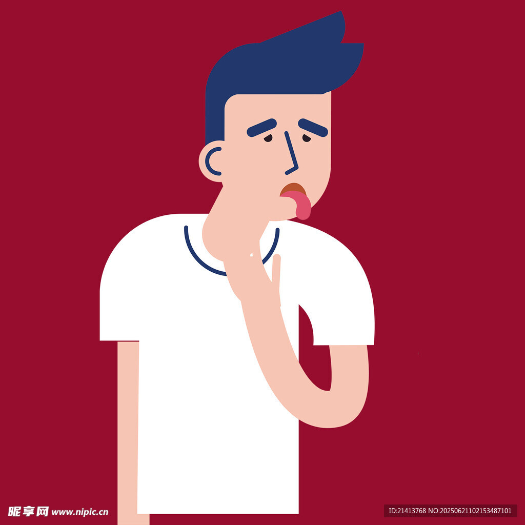 男子捂嘴咳嗽表情難受