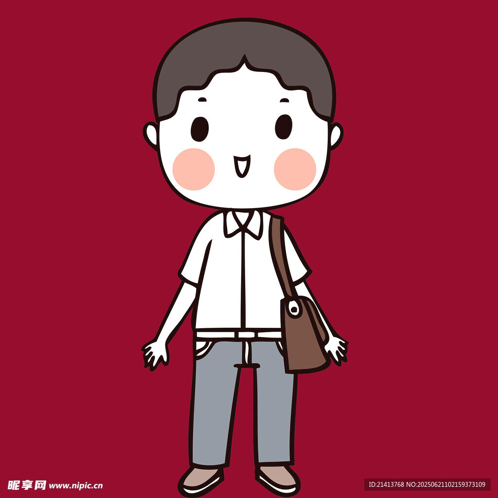 背著包的卡通男孩形象