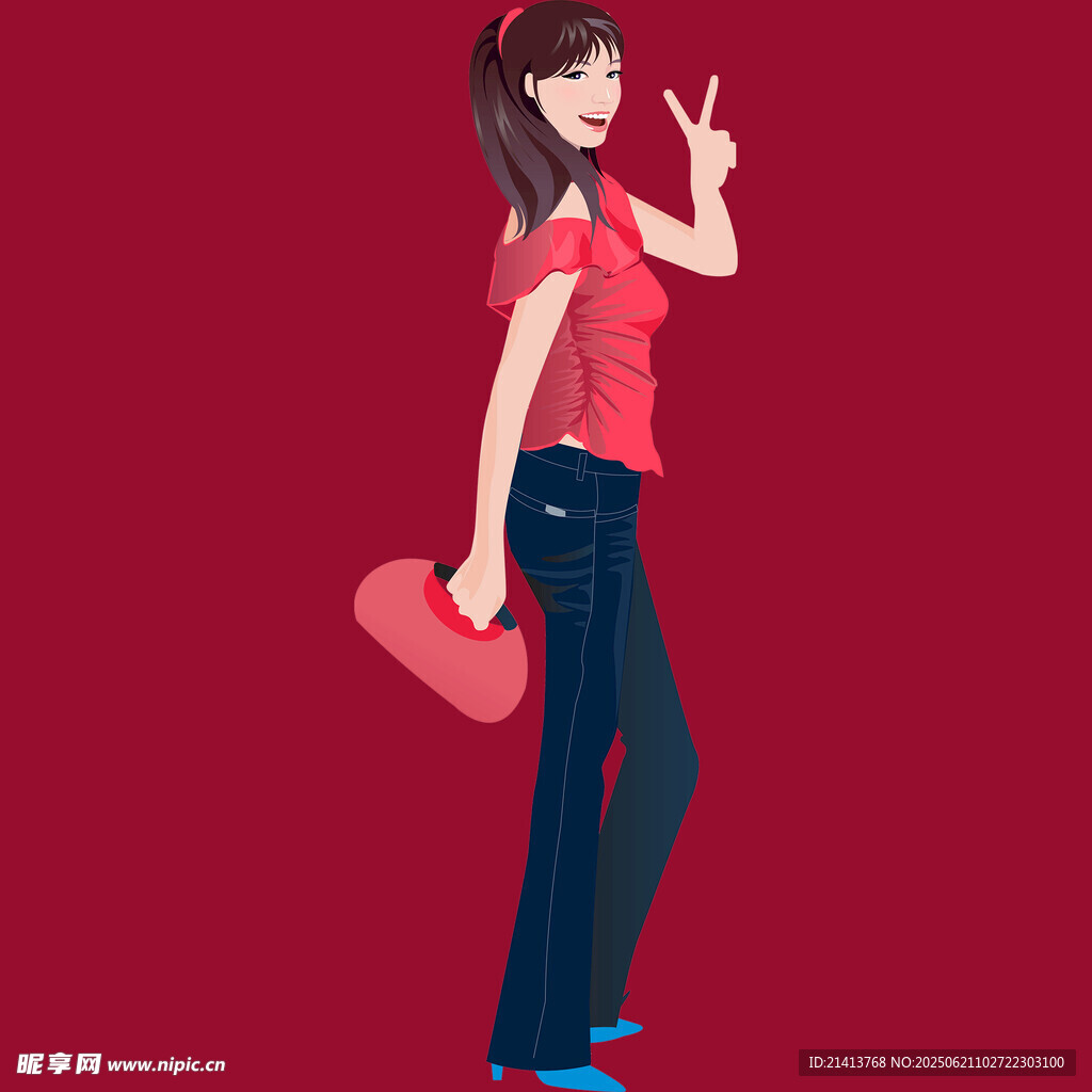 紅衣女孩比耶提愛心包
