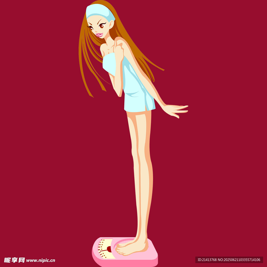 女孩站在秤上測體重