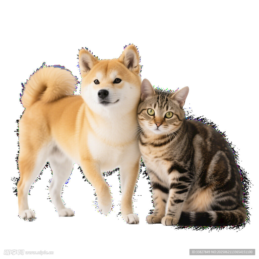 可愛柴犬與貍花貓同框