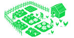 矢量插畫綠色菜園小屋插畫場景
