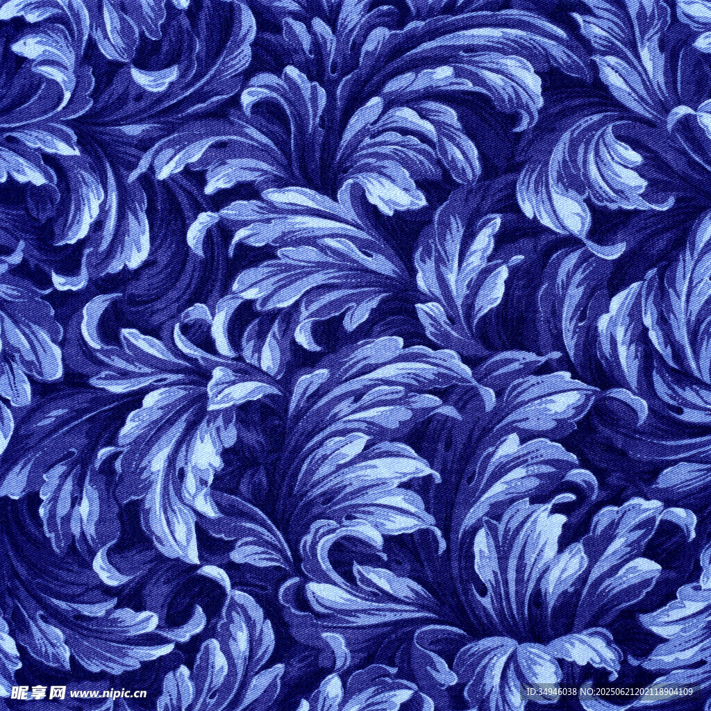 藍色華麗花紋圖案