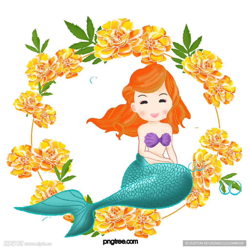花環(huán)中的可愛小美人魚