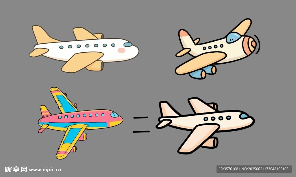 卡通飛機手繪插畫