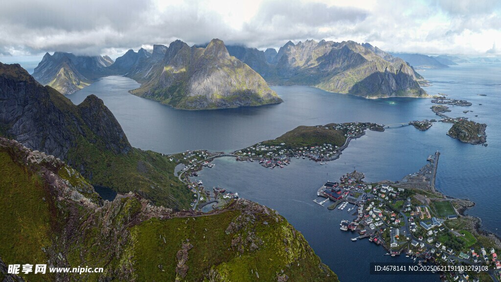 挪威群島壯美山海景觀