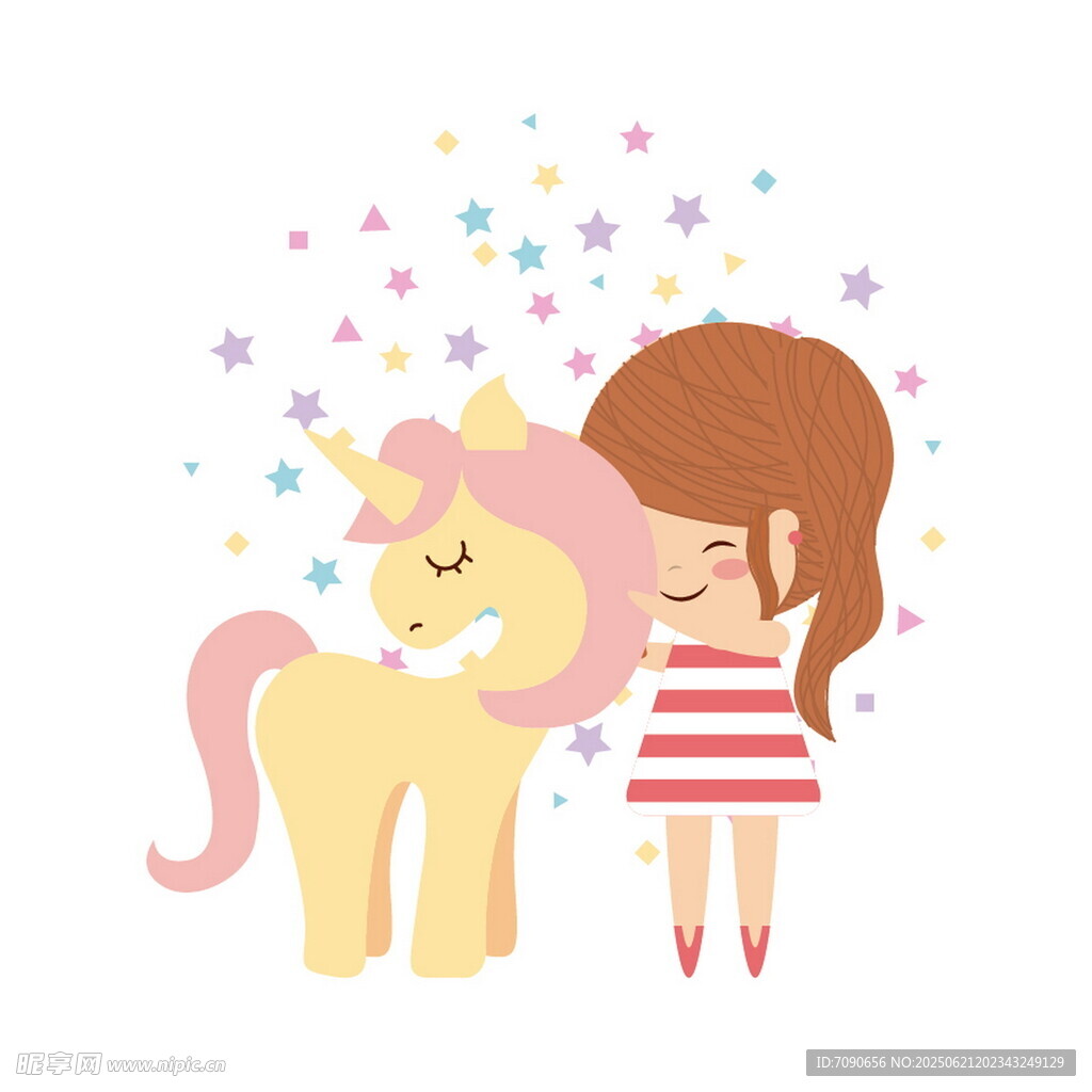 女孩與獨(dú)角獸溫馨相伴