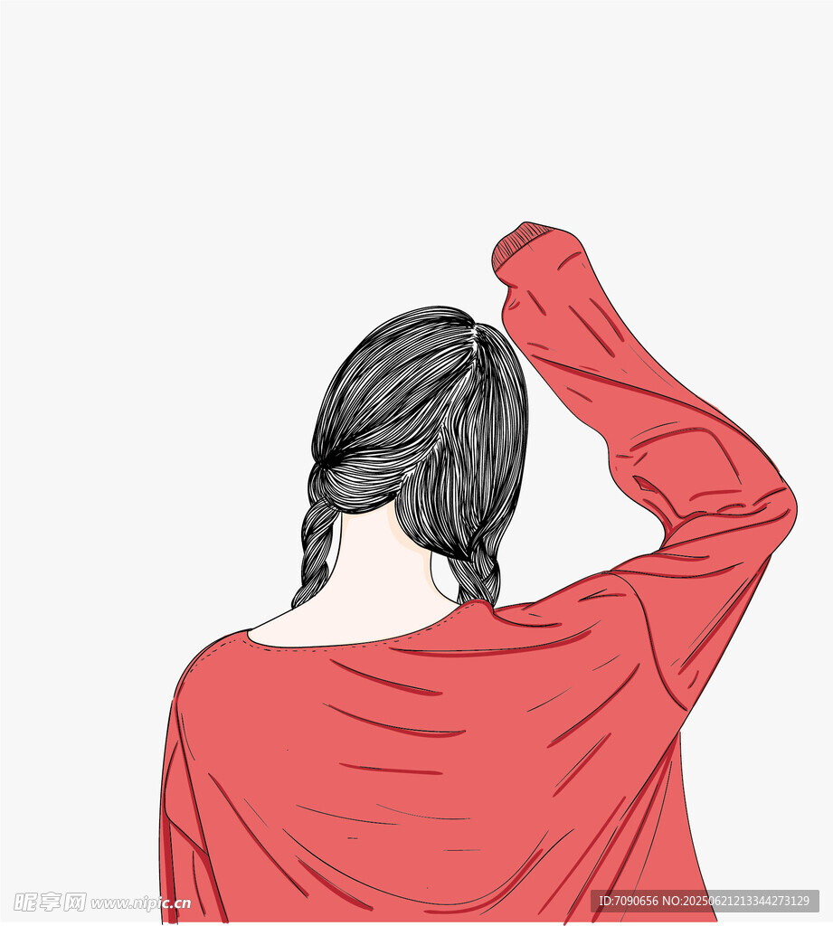 紅衣女孩背影