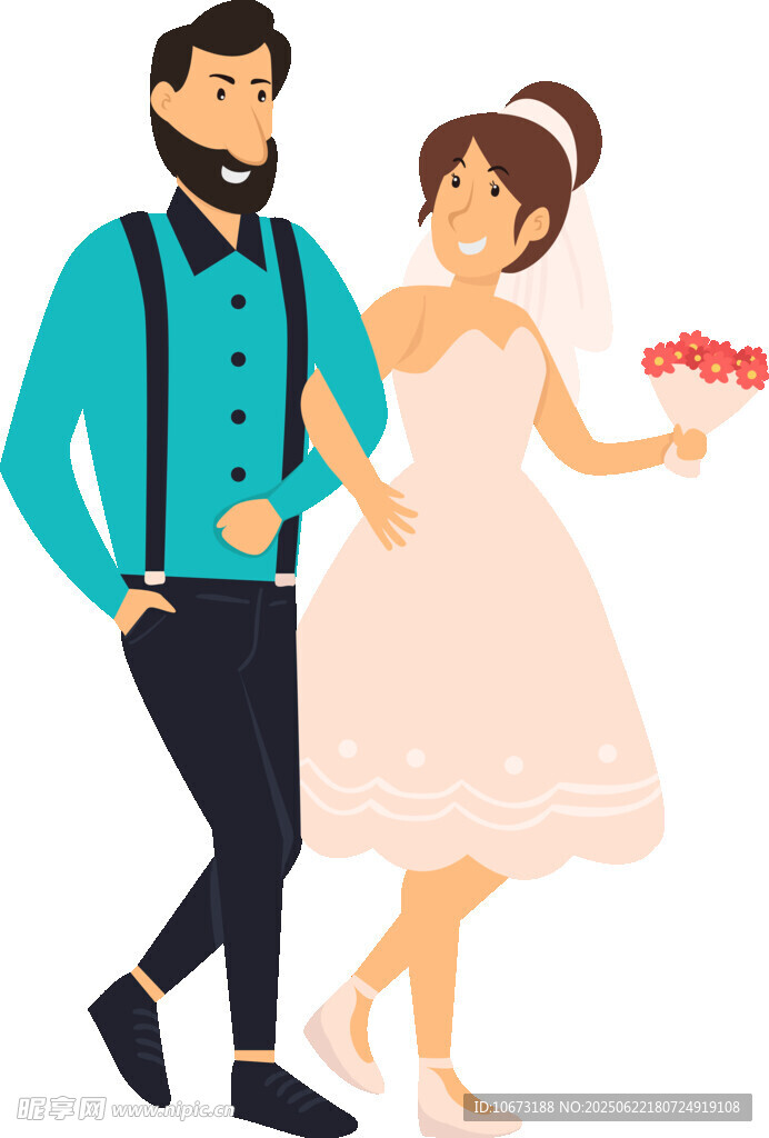 新婚夫婦甜蜜漫步