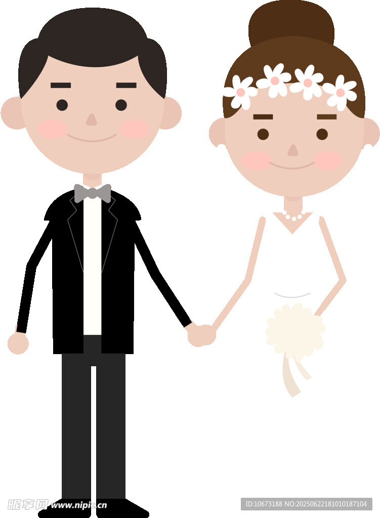 新婚夫婦牽手甜蜜瞬間