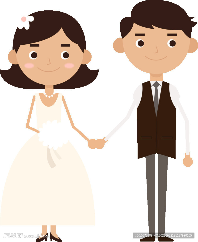 甜蜜新婚夫婦手牽手