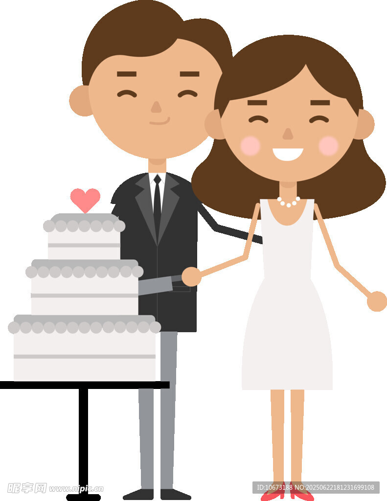 新婚夫婦與多層婚禮蛋糕