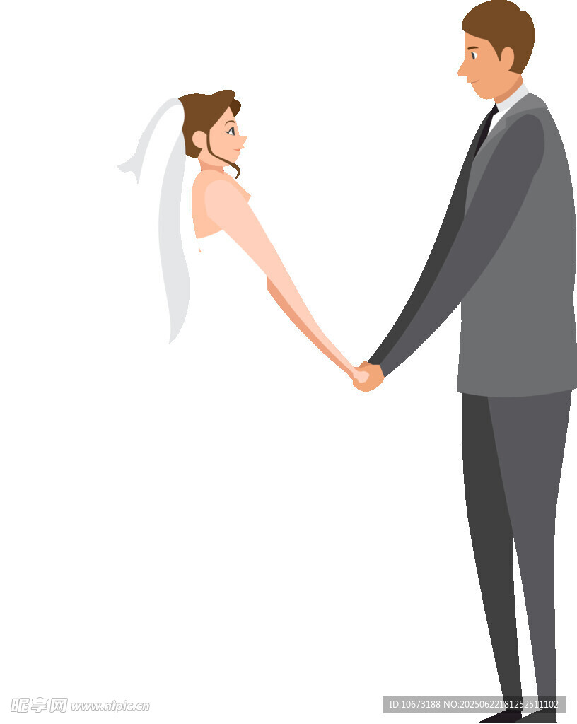 新婚夫婦牽手甜蜜瞬間