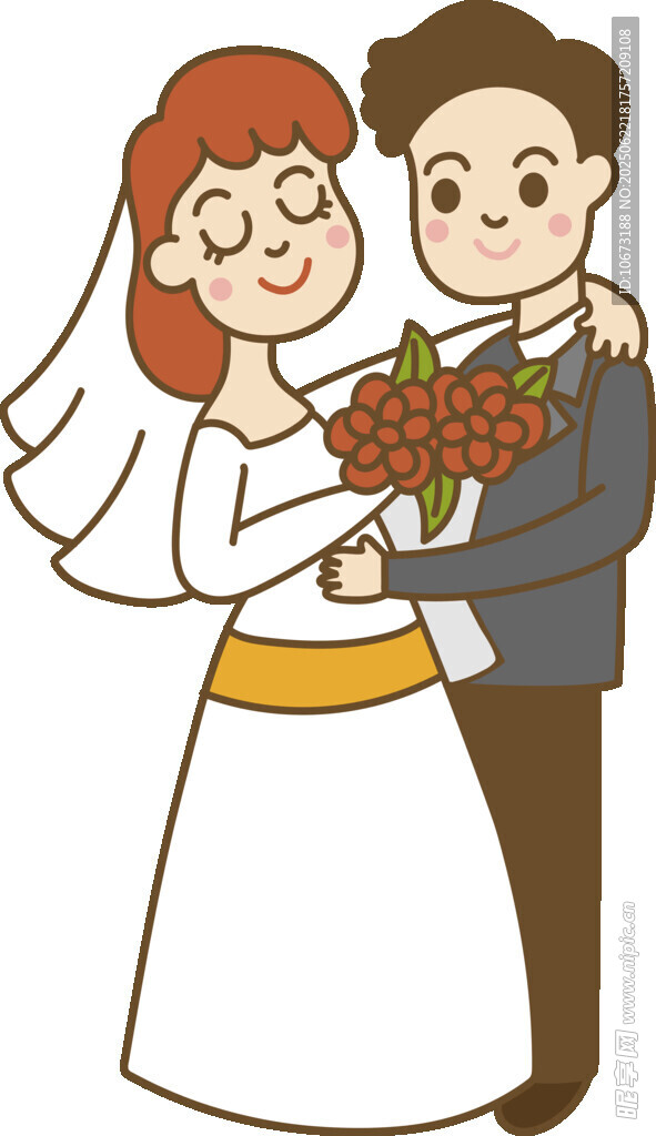 甜蜜新婚夫婦幸福相擁