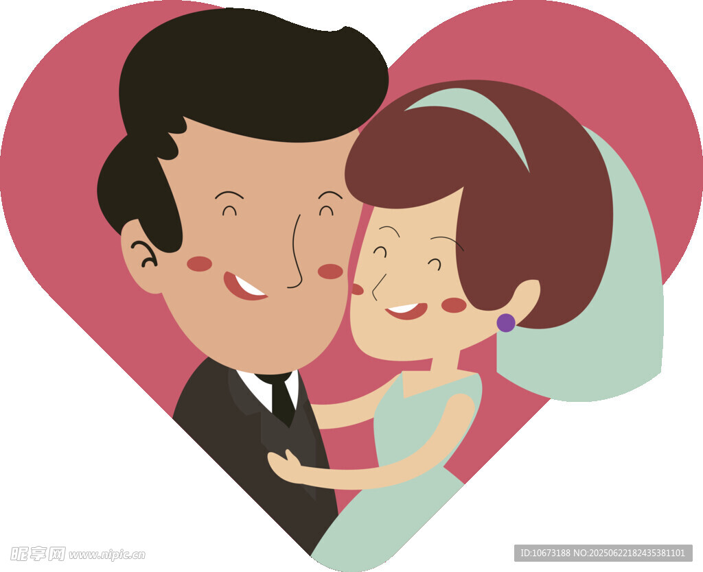 甜蜜新婚夫婦相擁