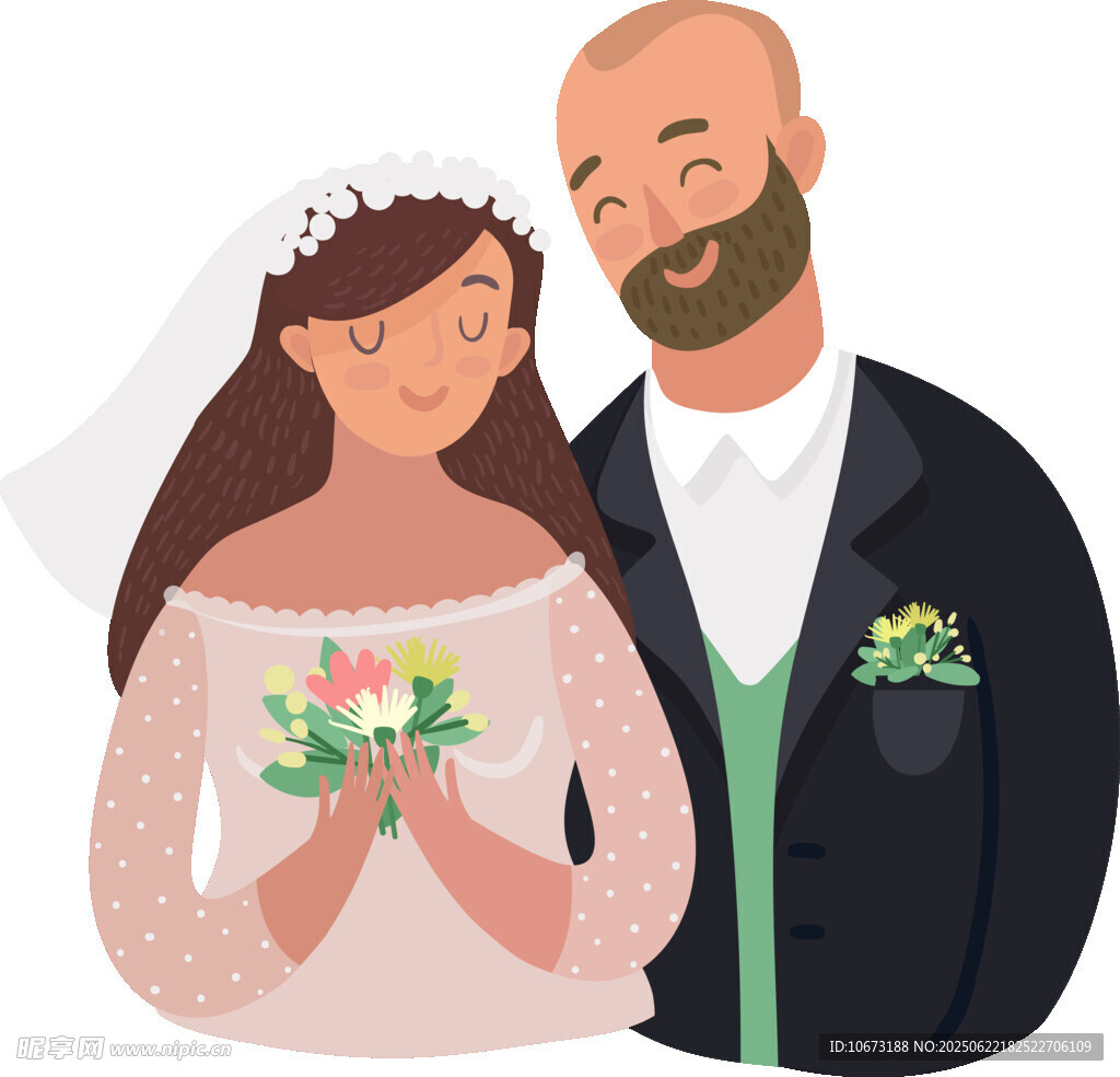 幸福新婚夫婦甜蜜相擁