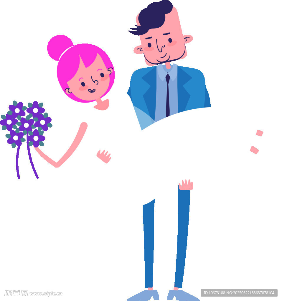 甜蜜新婚夫婦插畫形象