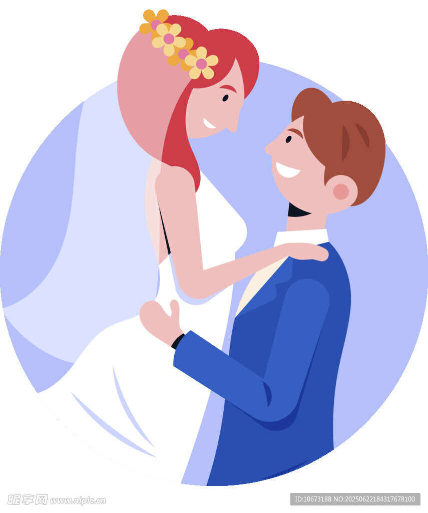 新婚夫婦甜蜜相擁