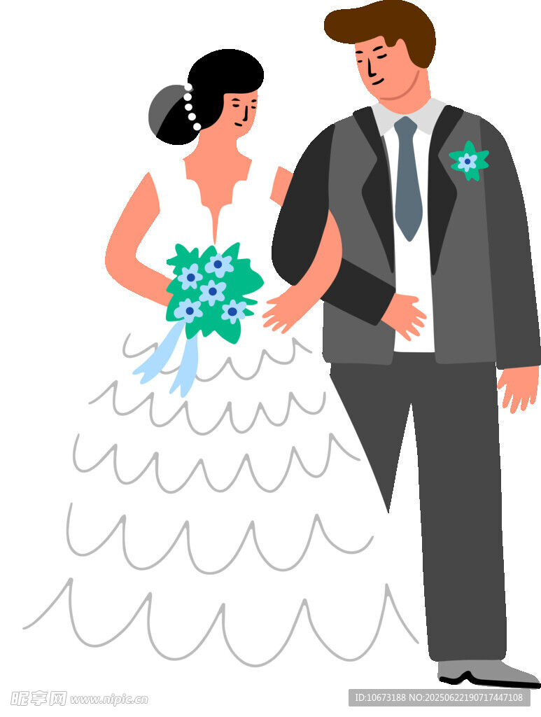 新婚夫婦甜蜜攜手