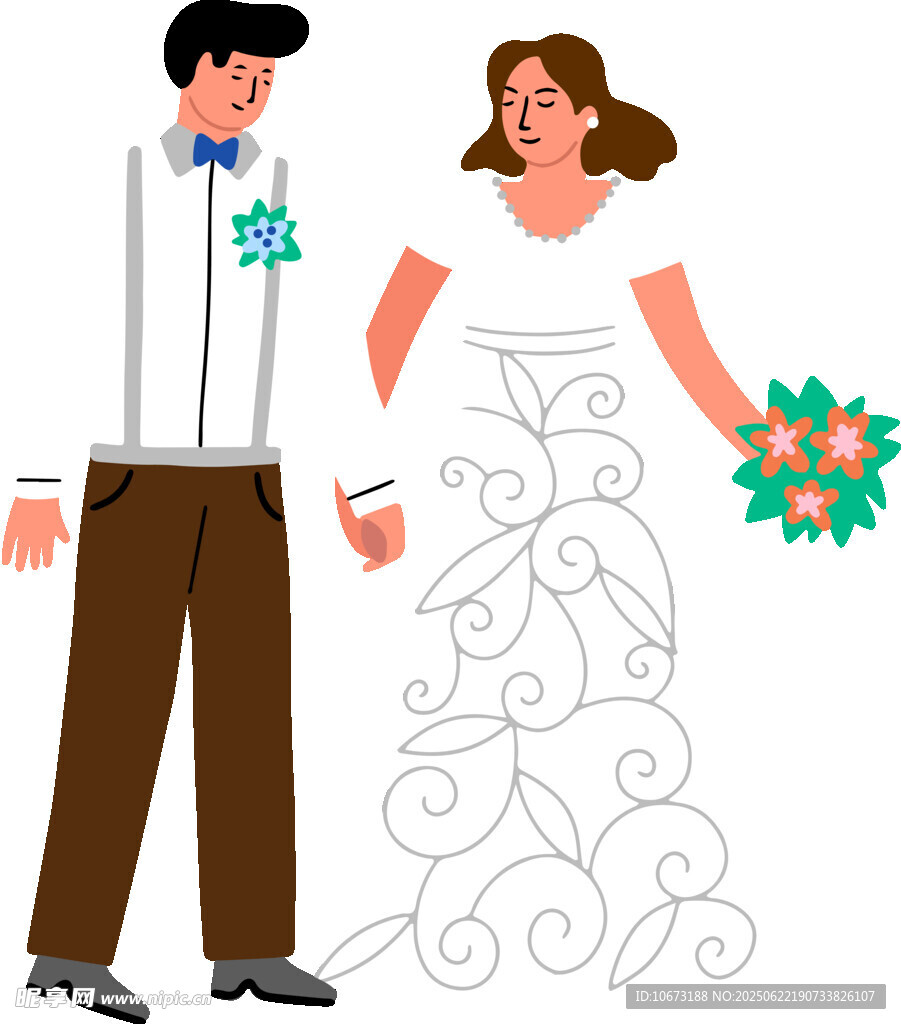 新婚夫婦牽手浪漫瞬間