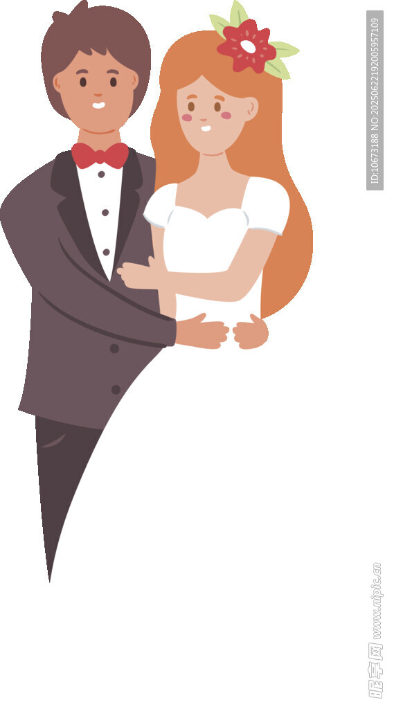 新婚夫婦甜蜜相擁