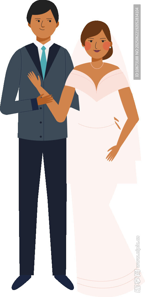 新婚夫婦甜蜜攜手
