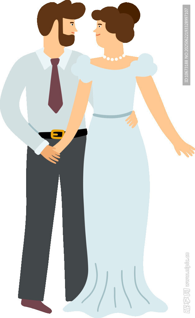 甜蜜相擁的新婚夫婦