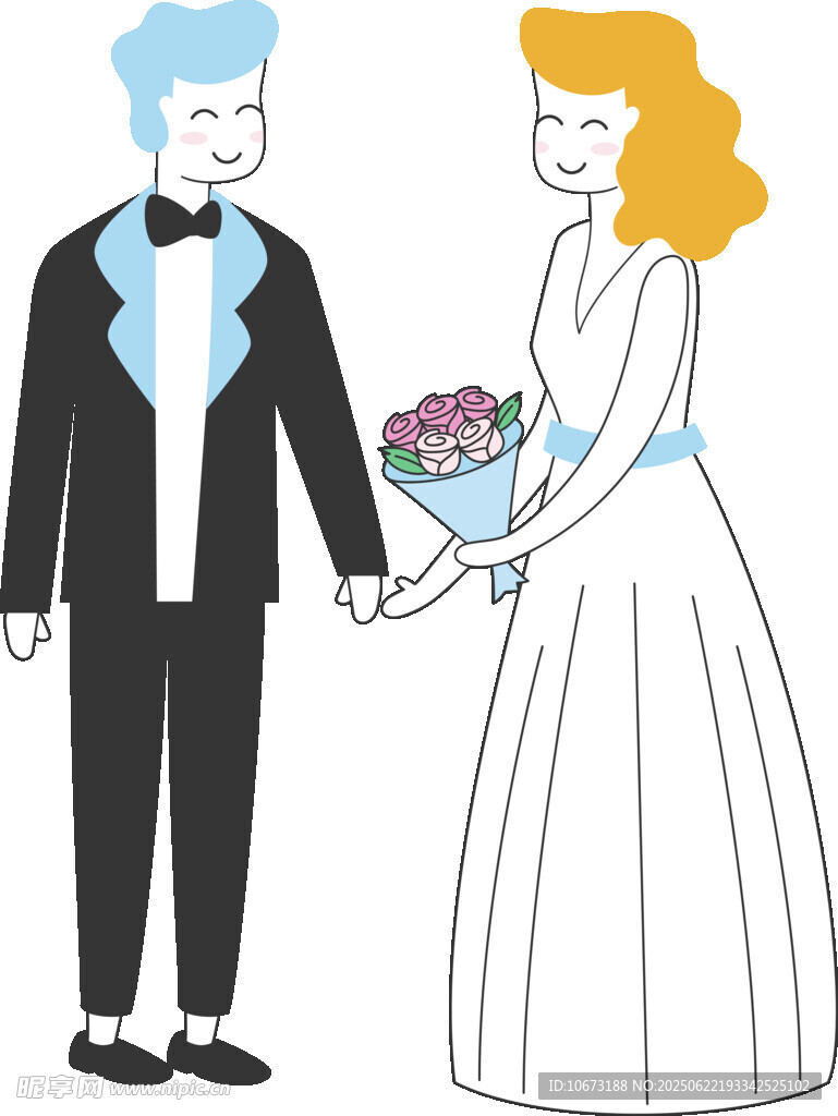 新婚夫婦牽手浪漫瞬間