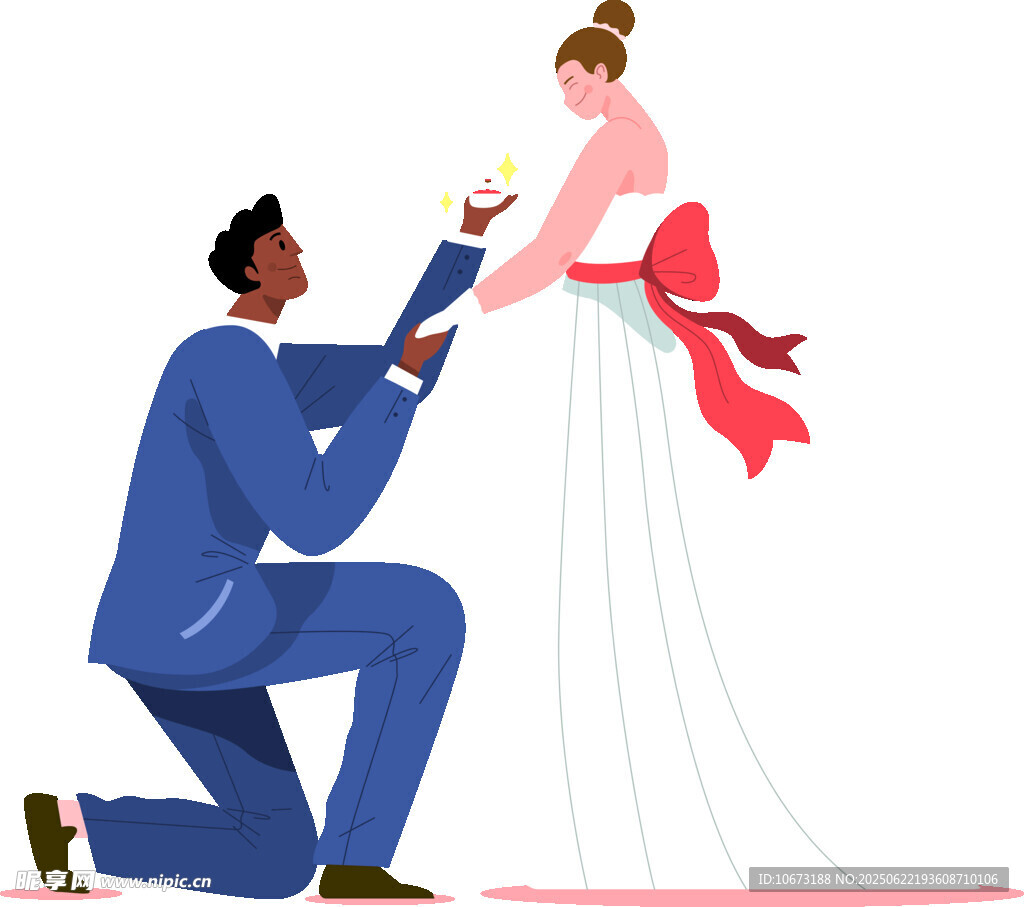 男子跪地向女子浪漫求婚