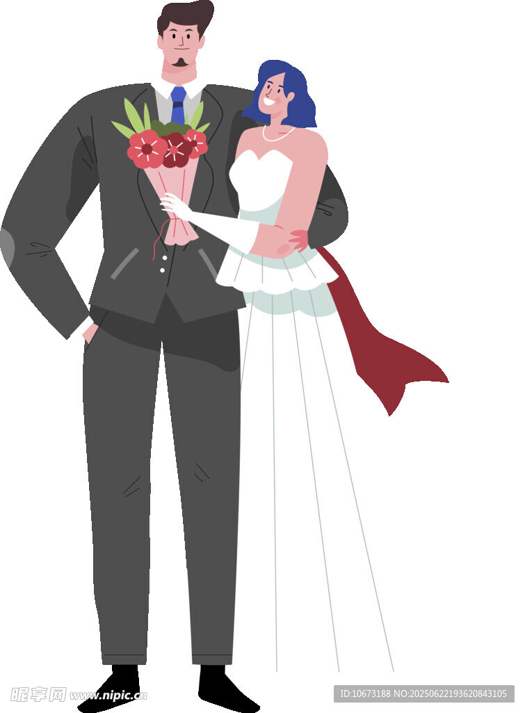 浪漫新婚夫婦甜蜜相擁