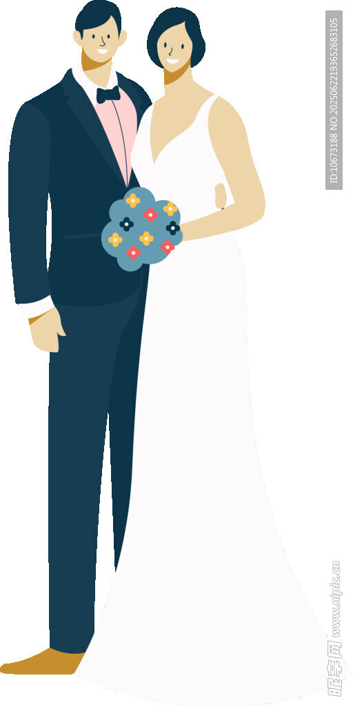 新婚夫婦甜蜜相擁