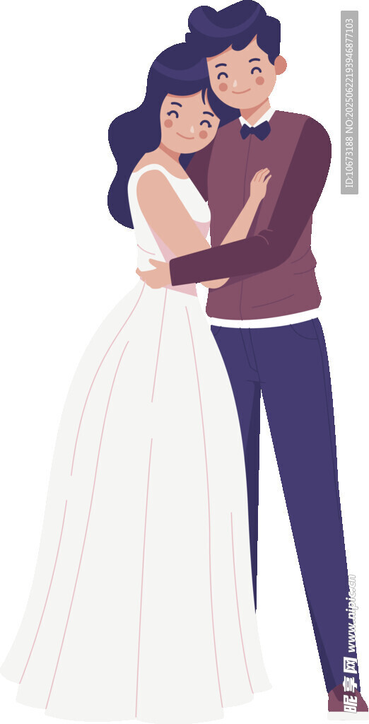 相擁的新婚夫婦