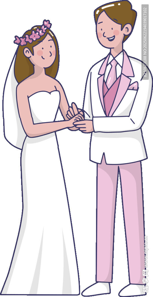 甜蜜新婚夫婦牽手瞬間