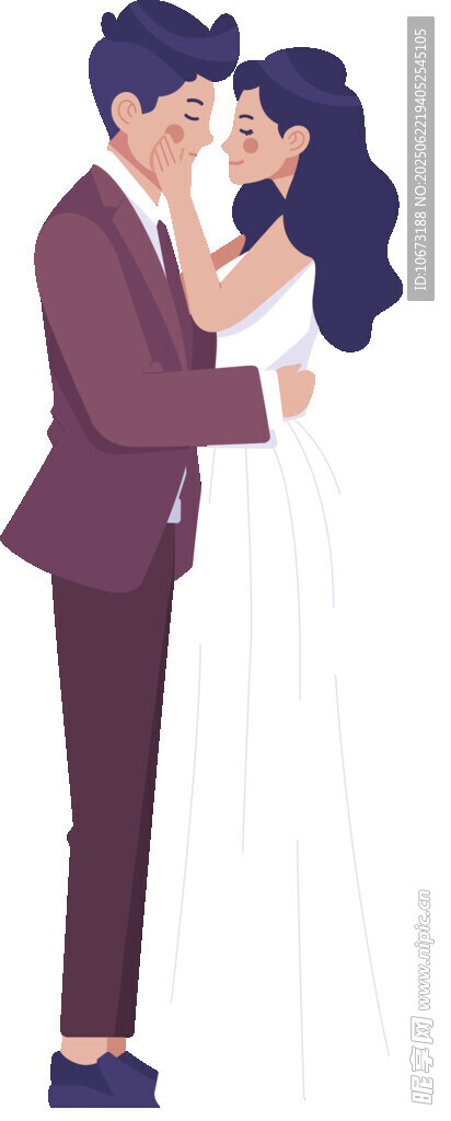 相擁的新婚夫婦