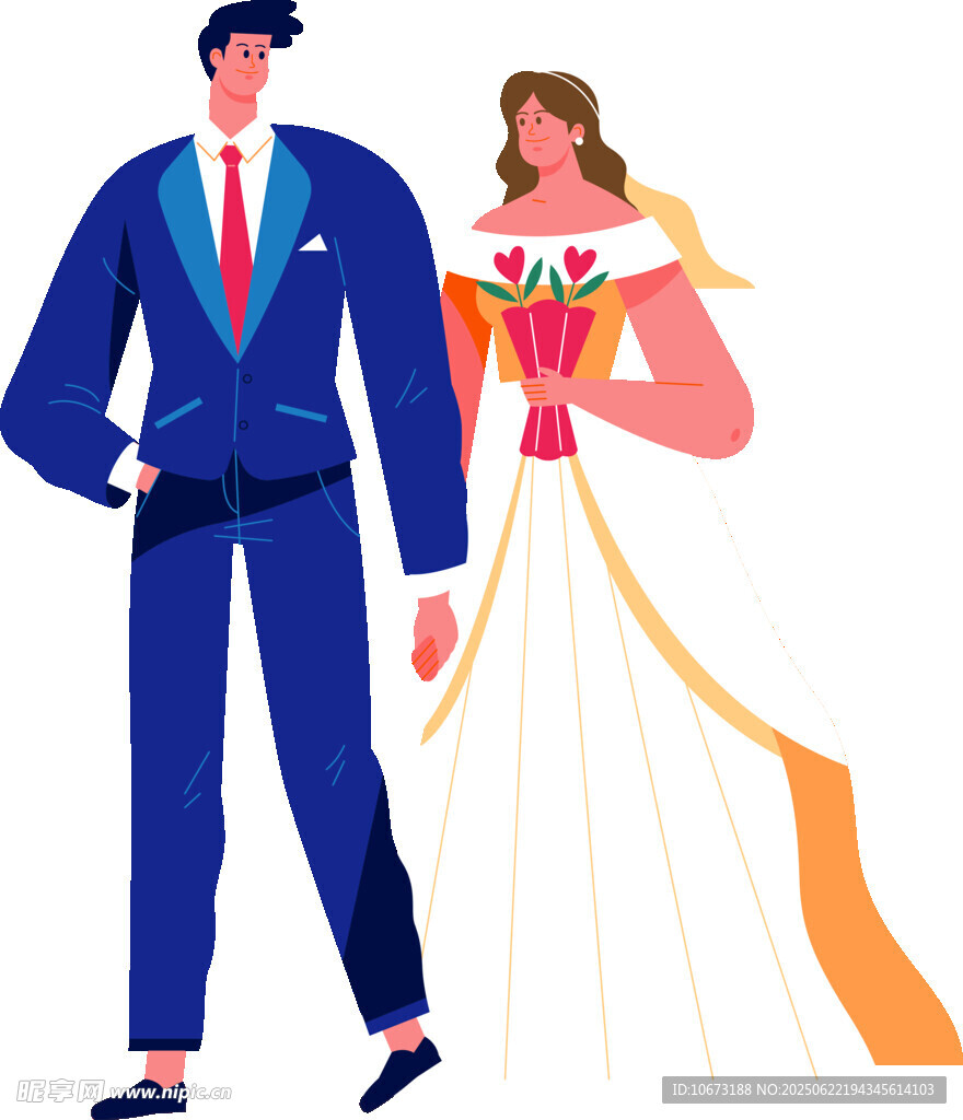 新婚夫婦甜蜜形象插畫