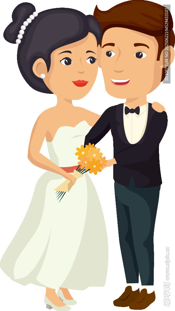甜蜜新婚夫婦幸福相擁