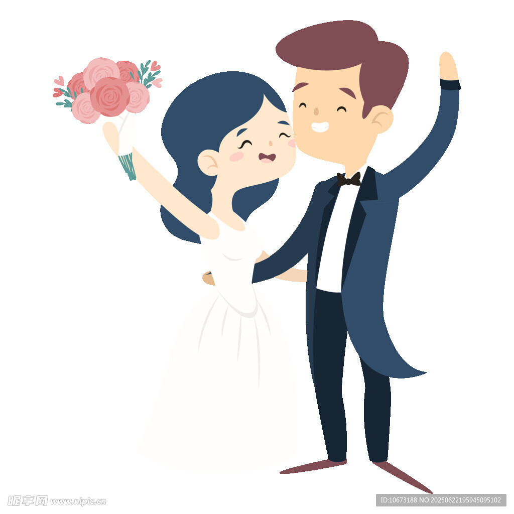新婚夫婦甜蜜相擁