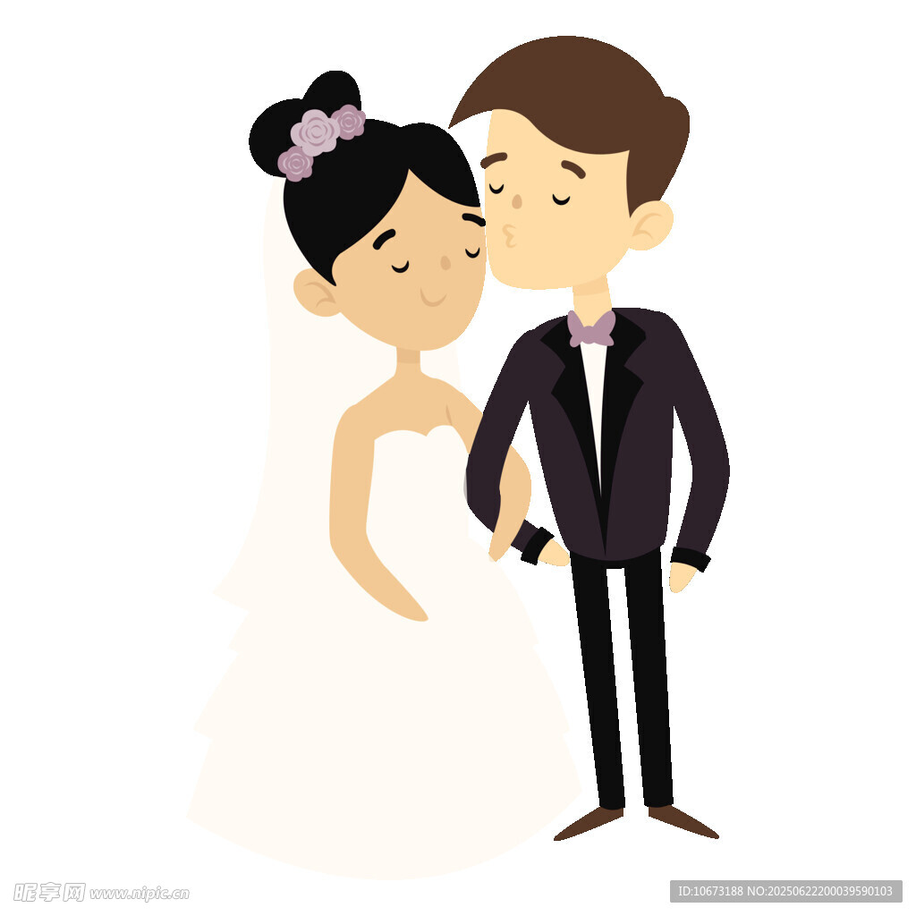 新婚夫婦甜蜜親吻瞬間