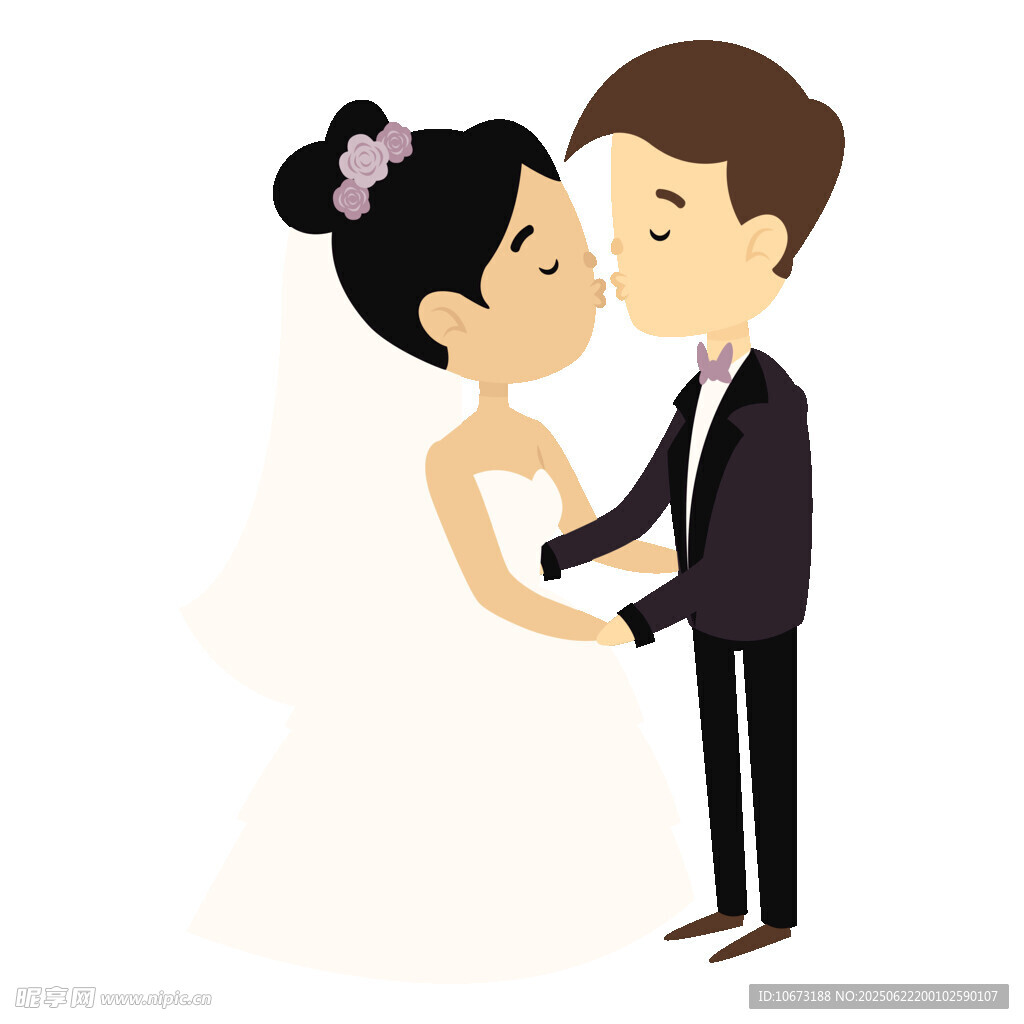 新婚夫婦甜蜜親吻