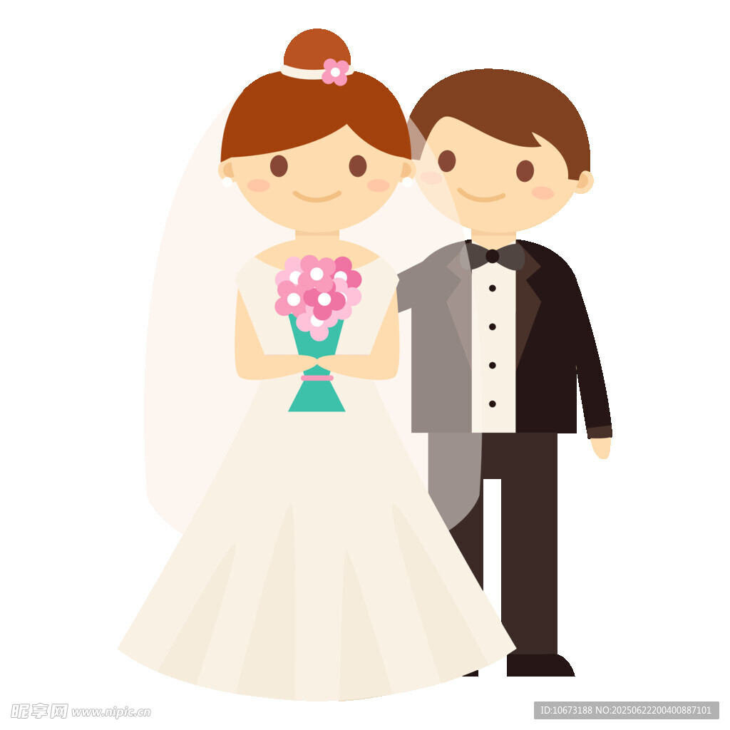 新婚夫婦甜蜜形象插畫