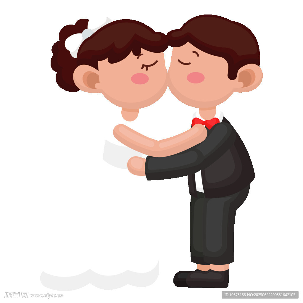 新婚夫妻甜蜜親吻