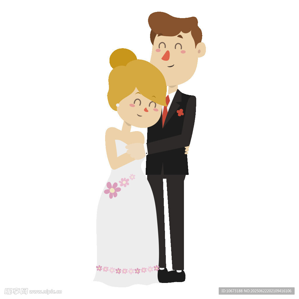 新婚夫婦甜蜜相擁