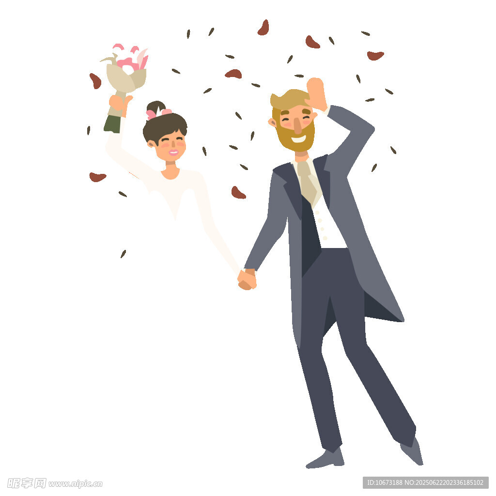 新婚夫婦歡樂慶祝時刻