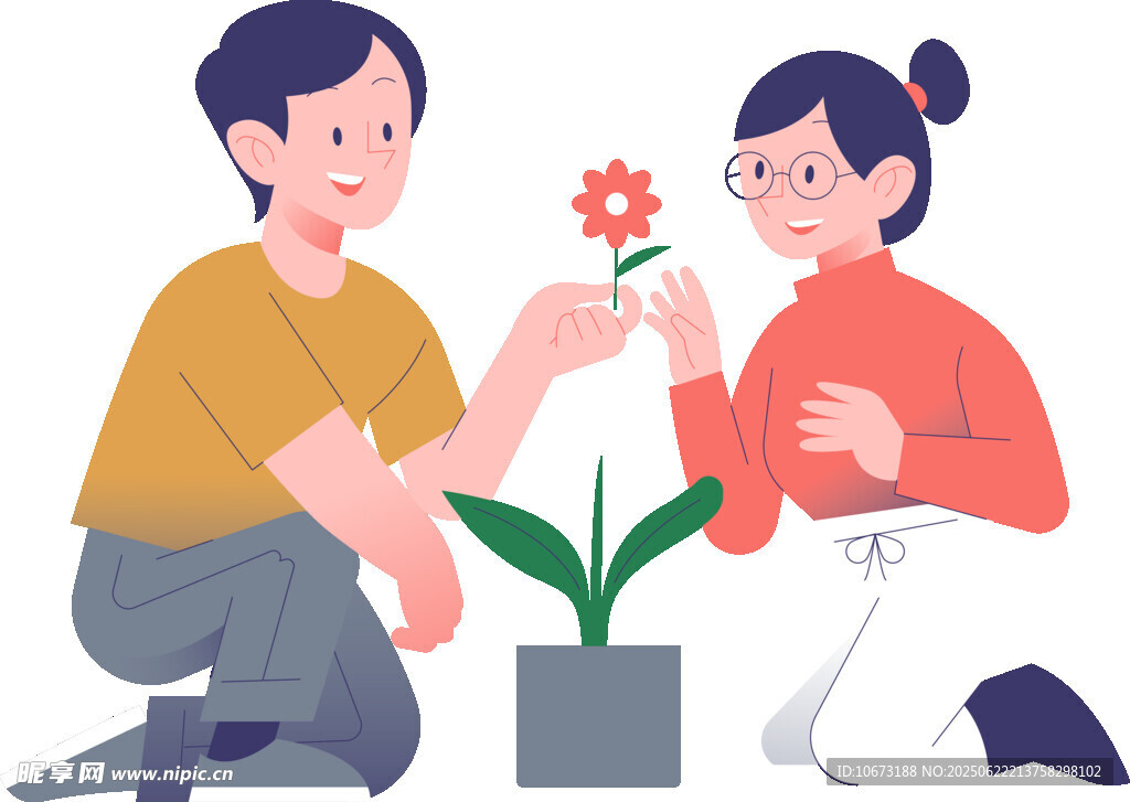 情侶共植花卉表愛(ài)意