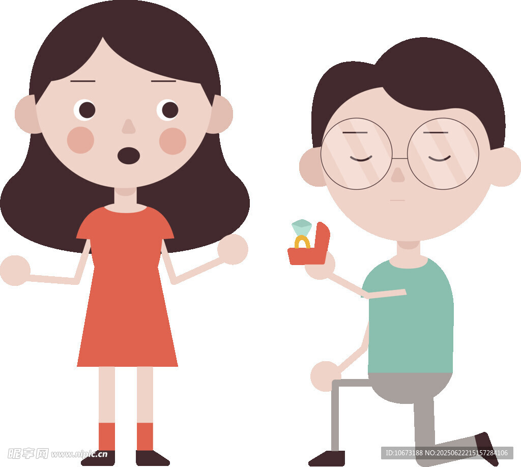 男孩跪地向女孩浪漫求婚