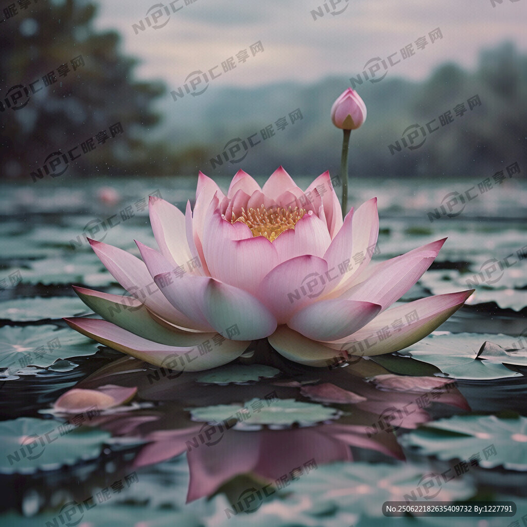 水面上的一朵蓮花 蓮花開到六分